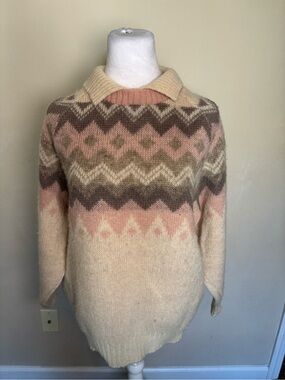 Hilda Ltd.  Vintage Icelandic 100% pure virgin wool Fair Isle Pattern Sweater S